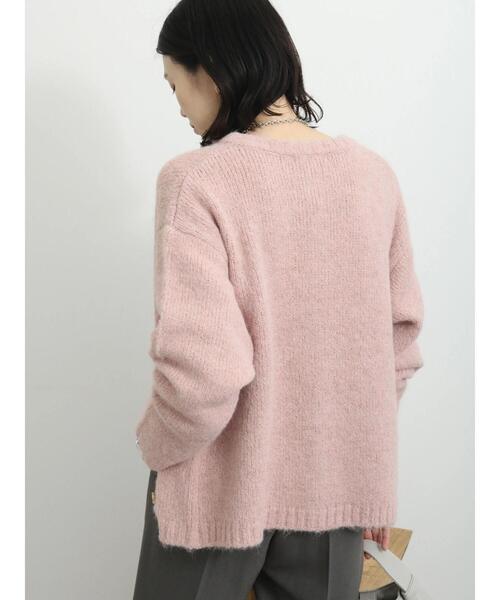 Samansa Mos2 blue（サマンサモスモスブルー）の「◎シャギーニットカーディガン（カーディガン/ボレロ・レディース・ピンク/キナリ/ブラック・F）」の7枚目の写真