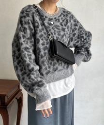 レオパード起毛プルオーバー