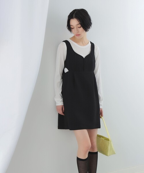 Ray BEAMS(レイビームス)の「Ray BEAMS / カットアウト ミニ サロペット ワンピース(ワンピース・レディース・ホワイト系その他6/ブラック・0/1)」の10枚目の写真