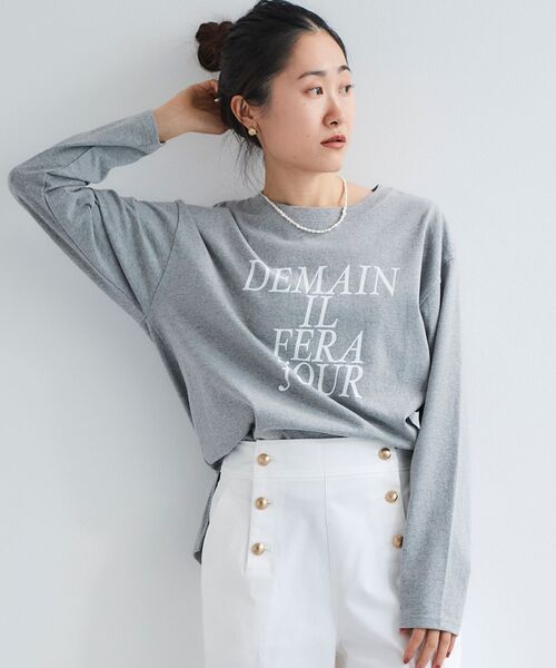 le.coeur blanc（ルクールブラン）の「フレンチロゴプリントロンTEE（Tシャツ/カットソー・レディース・オフホワイト/グレー・38）」の4枚目の写真