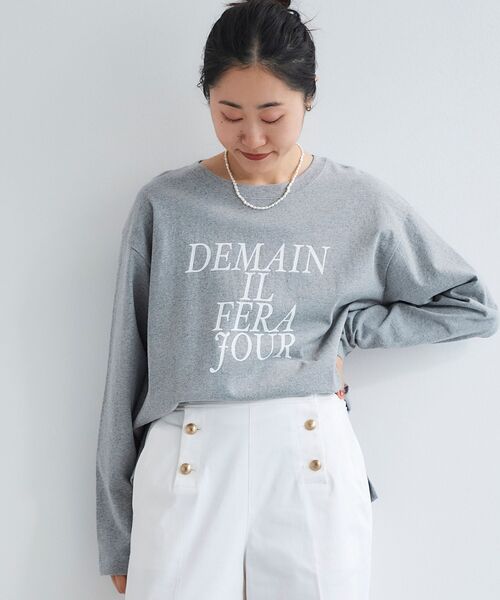 le.coeur blanc（ルクールブラン）の「フレンチロゴプリントロンTEE（Tシャツ/カットソー・レディース・オフホワイト/グレー・38）」の6枚目の写真