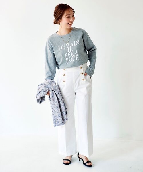 le.coeur blanc（ルクールブラン）の「フレンチロゴプリントロンTEE（Tシャツ/カットソー・レディース・オフホワイト/グレー・38）」の12枚目の写真