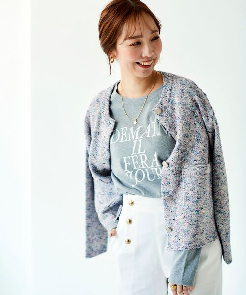 le.coeur blanc（ルクールブラン）の「フレンチロゴプリントロンTEE（Tシャツ/カットソー・レディース・オフホワイト/グレー・38）」の18枚目の写真