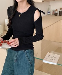 アンバルショルダーリボンTシャツ