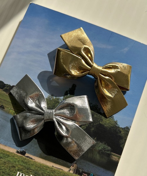 WC(ダブル シー)の「【2点SET】メタリックリボンピン(バレッタ/ヘアクリップ・レディース・ゴールド/シルバー・FREE)」の5枚目の写真