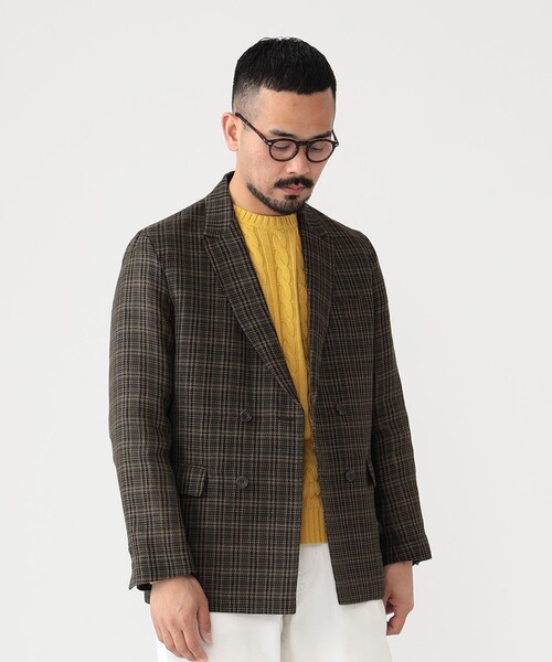 BEAMS PLUS メッシュチェック ダブルブレステッドジャケット BEAMS PLUS（ビームスプラス）の「BEAMS PLUS / リネン メッシュ