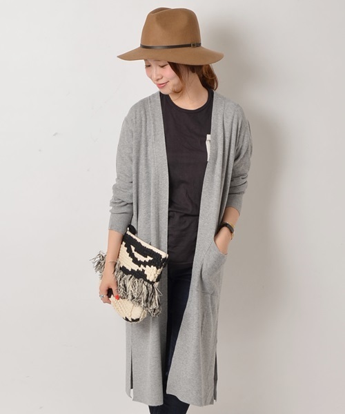 Khaju（カージュ）の「Khaju:ロングカーディガン□（カーディガン/ボレロ・レディース・アイボリー/グレー/オリーブ/キャメル・ONE SIZE）」の6枚目の写真