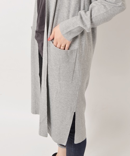 Khaju（カージュ）の「Khaju:ロングカーディガン□（カーディガン/ボレロ・レディース・アイボリー/グレー/オリーブ/キャメル・ONE SIZE）」の11枚目の写真