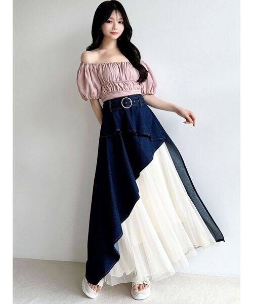 RESEXXY(リゼクシー)の「チュールボリュームスカート(デニムスカート・レディース・ブラック/インディゴブルー/ホワイト・FREE)」の7枚目の写真