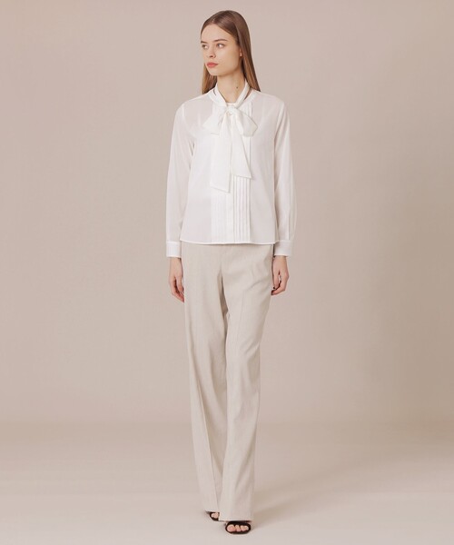 MACKINTOSH LONDON（マッキントッシュ ロンドン）の「コットンナイロンボイル2WAYノーカラーボウタイブラウス（シャツ/ブラウス・レディース・ネイビー/オフホワイト/ピンク系その他2・38）」の4枚目の写真