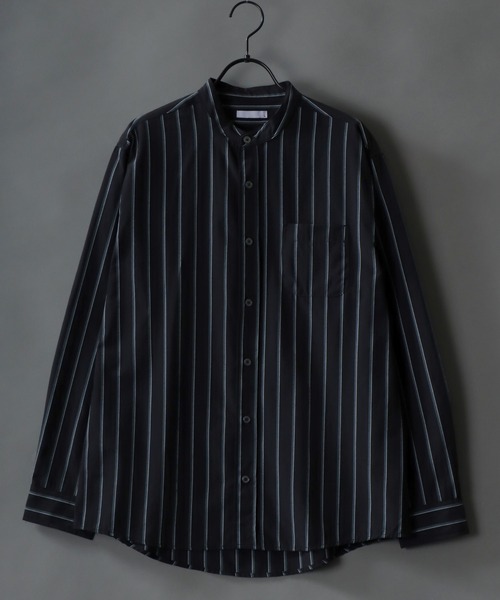 SITRY（シトリー）の「Broadcloth Stripe ＆ Plaid Band Collar Shirt/ストライプ チェック ブロード バンドカラーシャツ（シャツ/ブラウス・メンズ・グレー系その他/ブルー系その他2/ブルー系その他3/グレー系その他2/ブルー系その他/ホワイト系その他・M/L/LL）」の3枚目の写真