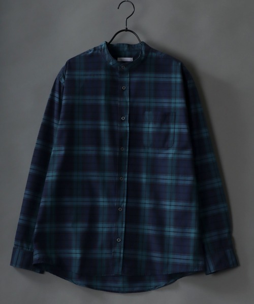 SITRY（シトリー）の「Broadcloth Stripe ＆ Plaid Band Collar Shirt/ストライプ チェック ブロード バンドカラーシャツ（シャツ/ブラウス・メンズ・グレー系その他/ブルー系その他2/ブルー系その他3/グレー系その他2/ブルー系その他/ホワイト系その他・M/L/LL）」の2枚目の写真