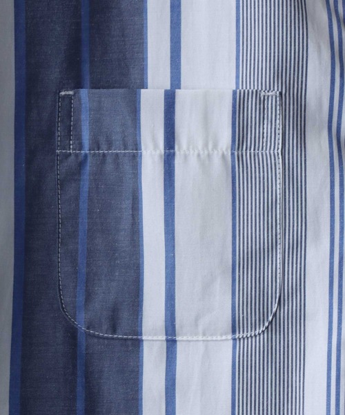SITRY（シトリー）の「Broadcloth Stripe ＆ Plaid Band Collar Shirt/ストライプ チェック ブロード バンドカラーシャツ（シャツ/ブラウス・メンズ・グレー系その他/ブルー系その他2/ブルー系その他3/グレー系その他2/ブルー系その他/ホワイト系その他・M/L/LL）」の15枚目の写真