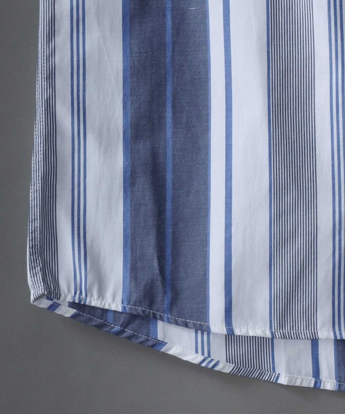 SITRY（シトリー）の「Broadcloth Stripe ＆ Plaid Band Collar Shirt/ストライプ チェック ブロード バンドカラーシャツ（シャツ/ブラウス・メンズ・グレー系その他/ブルー系その他2/ブルー系その他3/グレー系その他2/ブルー系その他/ホワイト系その他・M/L/LL）」の14枚目の写真