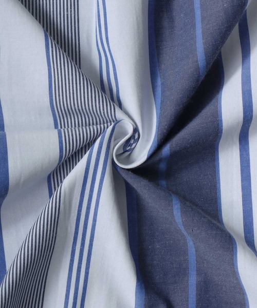 SITRY（シトリー）の「Broadcloth Stripe ＆ Plaid Band Collar Shirt/ストライプ チェック ブロード バンドカラーシャツ（シャツ/ブラウス・メンズ・グレー系その他/ブルー系その他2/ブルー系その他3/グレー系その他2/ブルー系その他/ホワイト系その他・M/L/LL）」の8枚目の写真