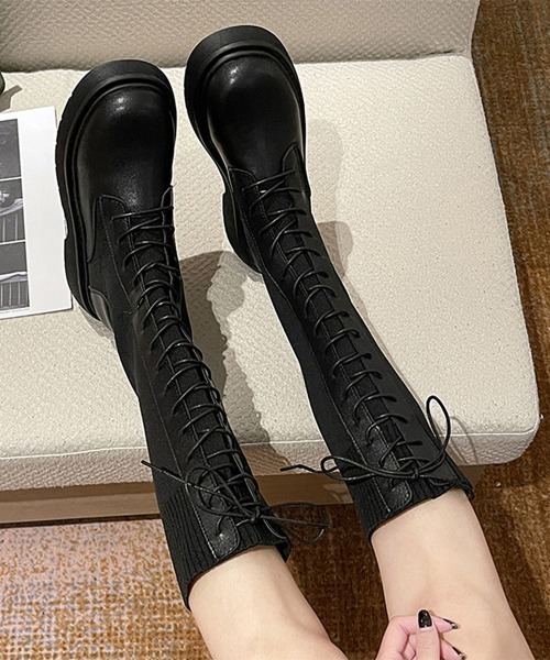 Miniministore(ミニミニストア)の「ロングブーツ ブーツレディース 韓国(ブーツ・レディース・アイボリー/ブラック・23.5cm/25.0cm/24.5cm/24.0cm/23.0cm/22.5cm)」の7枚目の写真