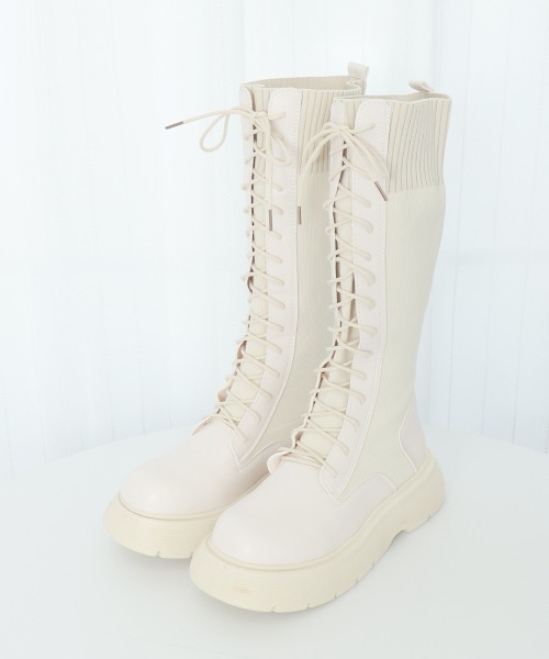Miniministore(ミニミニストア)の「ロングブーツ ブーツレディース 韓国(ブーツ・レディース・アイボリー/ブラック・23.5cm/25.0cm/24.5cm/24.0cm/23.0cm/22.5cm)」の14枚目の写真