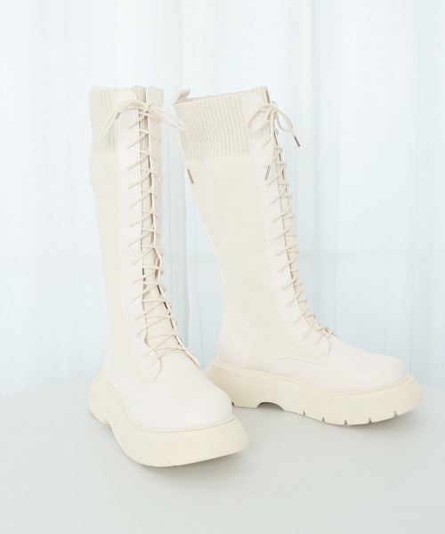 Miniministore(ミニミニストア)の「ロングブーツ ブーツレディース 韓国(ブーツ・レディース・アイボリー/ブラック・23.5cm/25.0cm/24.5cm/24.0cm/23.0cm/22.5cm)」の15枚目の写真