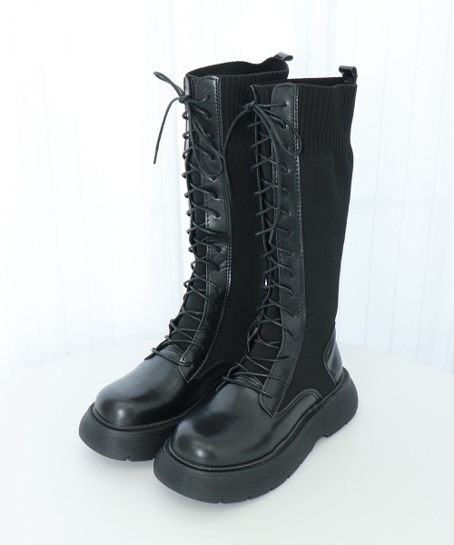 Miniministore(ミニミニストア)の「ロングブーツ ブーツレディース 韓国(ブーツ・レディース・アイボリー/ブラック・23.5cm/25.0cm/24.5cm/24.0cm/23.0cm/22.5cm)」の16枚目の写真