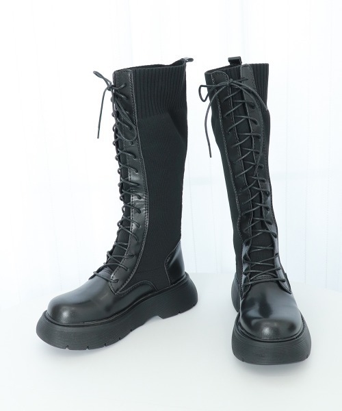 Miniministore(ミニミニストア)の「ロングブーツ ブーツレディース 韓国(ブーツ・レディース・アイボリー/ブラック・23.5cm/25.0cm/24.5cm/24.0cm/23.0cm/22.5cm)」の17枚目の写真