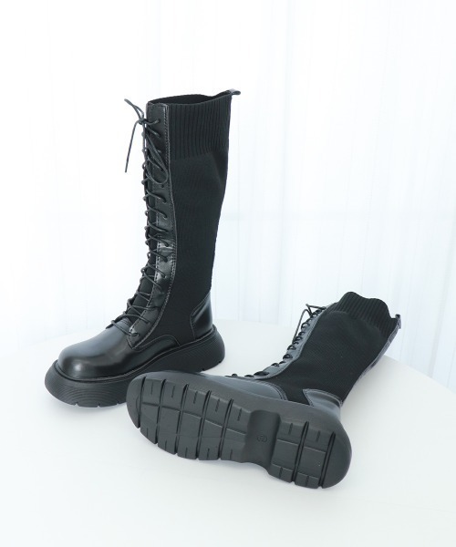 Miniministore(ミニミニストア)の「ロングブーツ ブーツレディース 韓国(ブーツ・レディース・アイボリー/ブラック・23.5cm/25.0cm/24.5cm/24.0cm/23.0cm/22.5cm)」の18枚目の写真