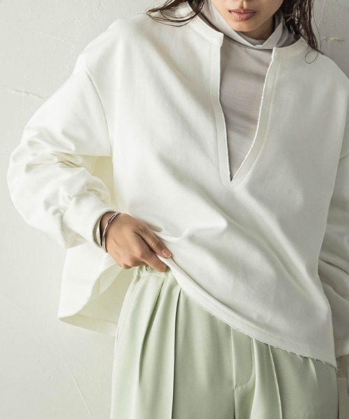 【専用】美品✨今期MAYSON GREY スキッパースウェットプルオーバー セール】 スキッパー裏毛スウェットプルオーバー≪洗濯機で