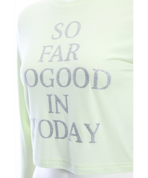 clear（クリア）の「レタリングラメプリント長袖カットソー［ショート丈 ロンT プリント］≪再入荷≫（Tシャツ/カットソー・レディース・オフホワイト/ブラック/ピンク/ミント・F）」の13枚目の写真