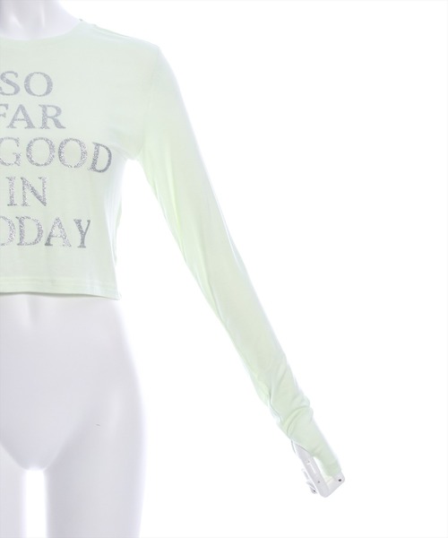 clear（クリア）の「レタリングラメプリント長袖カットソー［ショート丈 ロンT プリント］≪再入荷≫（Tシャツ/カットソー・レディース・オフホワイト/ブラック/ピンク/ミント・F）」の11枚目の写真