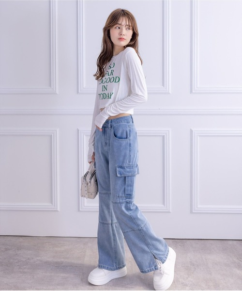 clear（クリア）の「レタリングラメプリント長袖カットソー［ショート丈 ロンT プリント］≪再入荷≫（Tシャツ/カットソー・レディース・オフホワイト/ブラック/ピンク/ミント・F）」の16枚目の写真