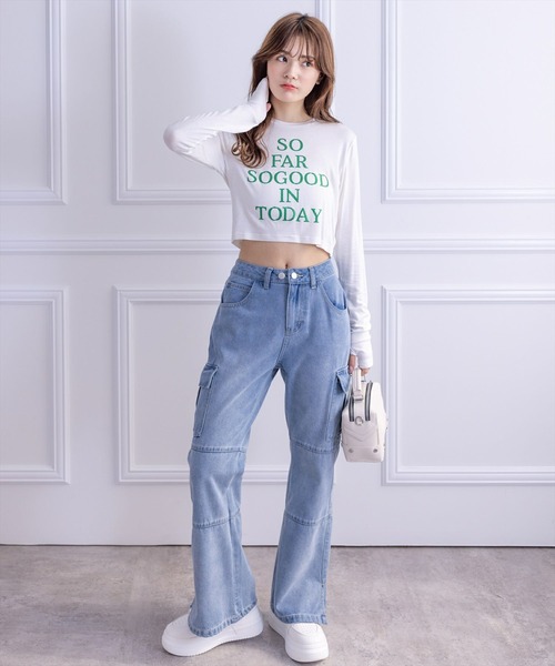 clear（クリア）の「レタリングラメプリント長袖カットソー［ショート丈 ロンT プリント］≪再入荷≫（Tシャツ/カットソー・レディース・オフホワイト/ブラック/ピンク/ミント・F）」の17枚目の写真