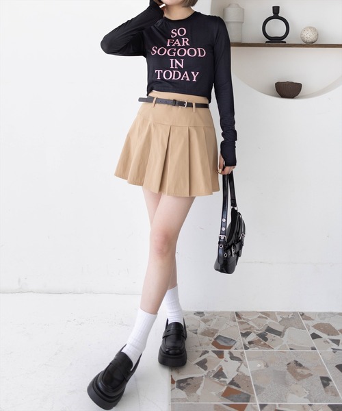 clear（クリア）の「レタリングラメプリント長袖カットソー［ショート丈 ロンT プリント］≪再入荷≫（Tシャツ/カットソー・レディース・オフホワイト/ブラック/ピンク/ミント・F）」の5枚目の写真