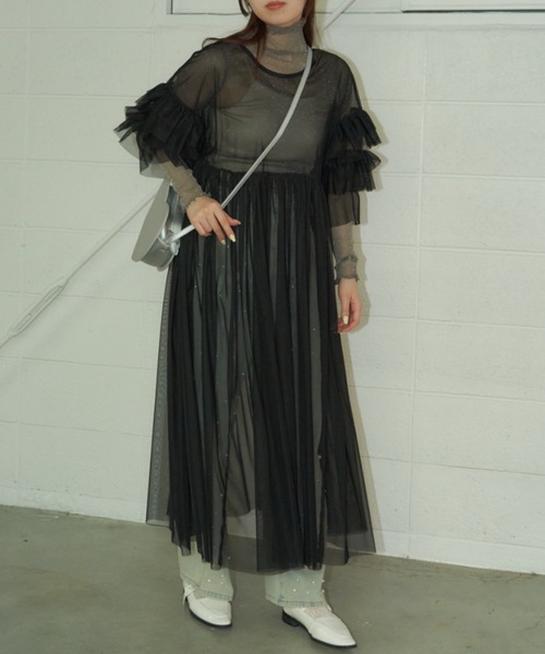 【展示会人気No.1】チュールフリルワンピース セール】【オケージョン対応】チュールフリルワンピース / tulle