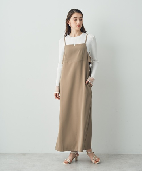 YECCA VECCA（イェッカヴェッカ）の「サイドカットアウトキャミワンピース（ワンピース・レディース・ネイビー/ベージュ・FREE）」の2枚目の写真