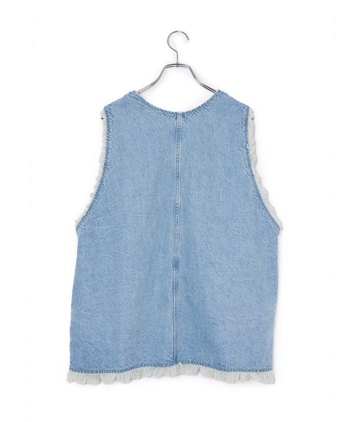 ADAM ET ROPE'（アダムエロペ）の「【サステナブル】フリンジデニムベスト（シャツ/ブラウス・レディース・ブラック/ブルー・FREE）」の7枚目の写真