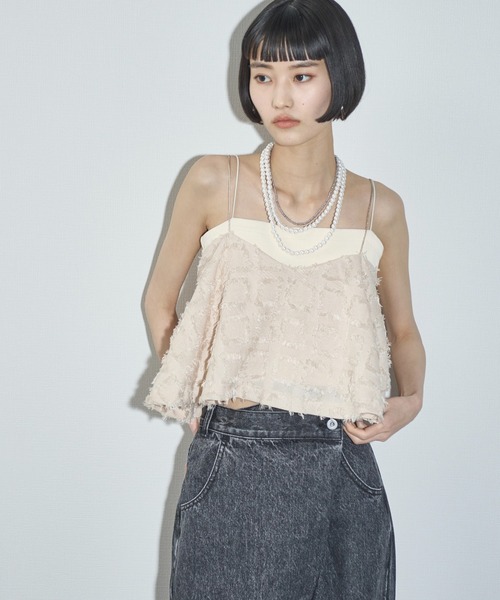 THE YOn（ザヨン）の「フリンジジャガードフレアキャミ（キャミソール