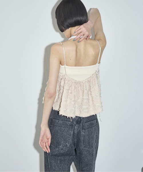 レア♡ シルクのプリントキャミソール THE YOn（ザヨン）の「フリンジジャガードフレアキャミ（キャミソール