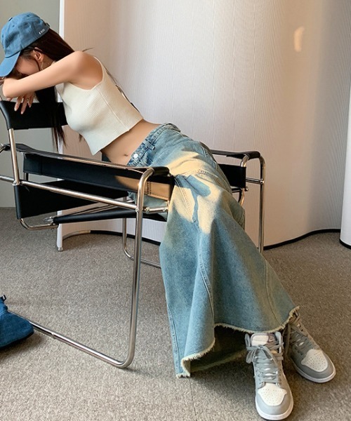 FREE STYLISTS(フリー スタイリスト)の「YUGA_YGMC ハイウエスト 切替マーメイド マキシデニムスカート(デニムスカート・レディース・ブルー・L/M/XL/S)」の22枚目の写真