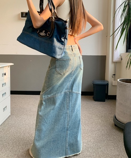 FREE STYLISTS(フリー スタイリスト)の「YUGA_YGMC ハイウエスト 切替マーメイド マキシデニムスカート(デニムスカート・レディース・ブルー・L/M/XL/S)」の20枚目の写真