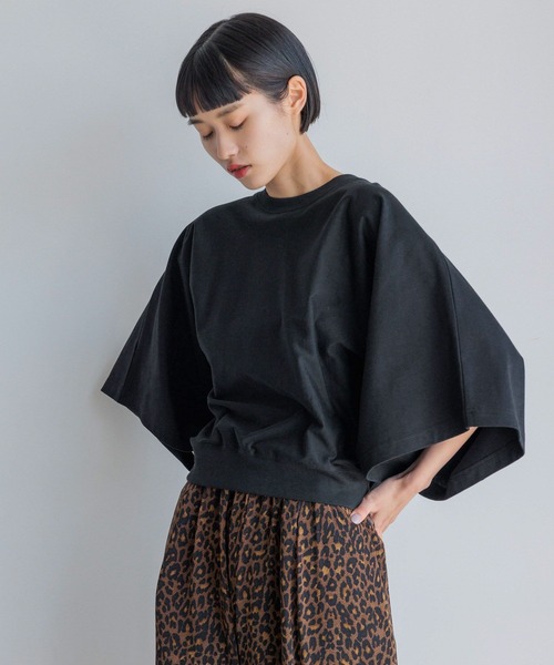 yuw（ユウ）の「ワイドドルマンＴシャツ　991827（Tシャツ/カットソー・レディース・ブラック/ホワイト/チャコールグレー・FREE）」の3枚目の写真