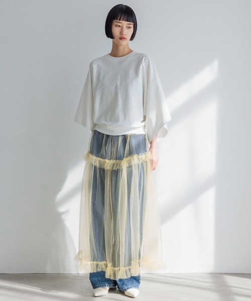 yuw（ユウ）の「ワイドドルマンＴシャツ　991827（Tシャツ/カットソー・レディース・ブラック/ホワイト/チャコールグレー・FREE）」の4枚目の写真