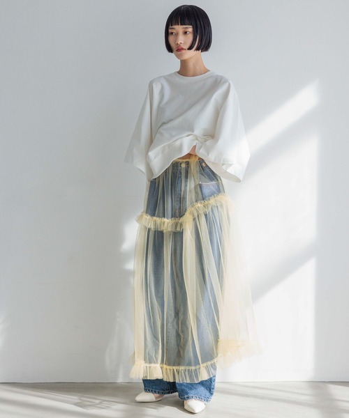 yuw（ユウ）の「ワイドドルマンＴシャツ　991827（Tシャツ/カットソー・レディース・ブラック/ホワイト/チャコールグレー・FREE）」の5枚目の写真