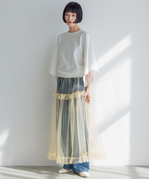 yuw（ユウ）の「ワイドドルマンＴシャツ　991827（Tシャツ/カットソー・レディース・ブラック/ホワイト/チャコールグレー・FREE）」の6枚目の写真