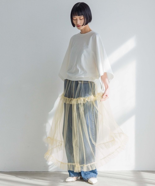 yuw（ユウ）の「ワイドドルマンＴシャツ　991827（Tシャツ/カットソー・レディース・ブラック/ホワイト/チャコールグレー・FREE）」の7枚目の写真