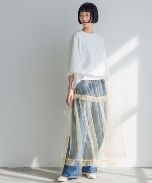 yuw（ユウ）の「ワイドドルマンＴシャツ　991827（Tシャツ/カットソー・レディース・ブラック/ホワイト/チャコールグレー・FREE）」の8枚目の写真