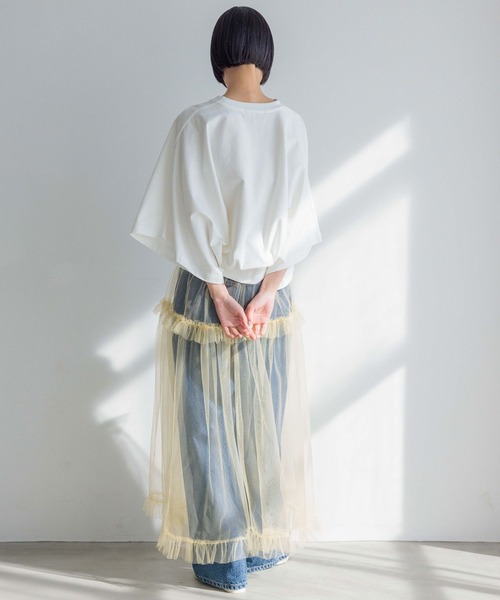 yuw（ユウ）の「ワイドドルマンＴシャツ　991827（Tシャツ/カットソー・レディース・ブラック/ホワイト/チャコールグレー・FREE）」の10枚目の写真