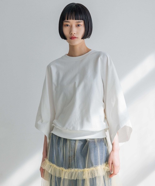 yuw（ユウ）の「ワイドドルマンＴシャツ　991827（Tシャツ/カットソー・レディース・ブラック/ホワイト/チャコールグレー・FREE）」の11枚目の写真