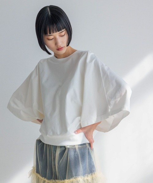 yuw（ユウ）の「ワイドドルマンＴシャツ　991827（Tシャツ/カットソー・レディース・ブラック/ホワイト/チャコールグレー・FREE）」の12枚目の写真