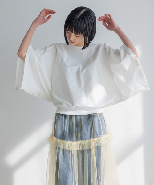 yuw（ユウ）の「ワイドドルマンＴシャツ　991827（Tシャツ/カットソー・レディース・ブラック/ホワイト/チャコールグレー・FREE）」の13枚目の写真