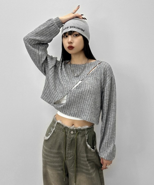 LVEU.】カットデザインニットトップス / トップス ニット スプリング 