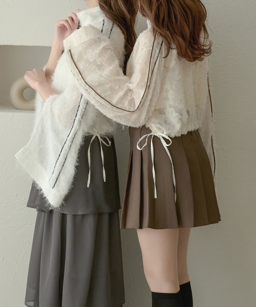 Ambre Neige（アンブルネージュ）の「slit sleeve track jacket / 袖スリットトラックジャケット（ブルゾン・レディース・ブラック/アイボリー/オフホワイト・FREE）」の6枚目の写真